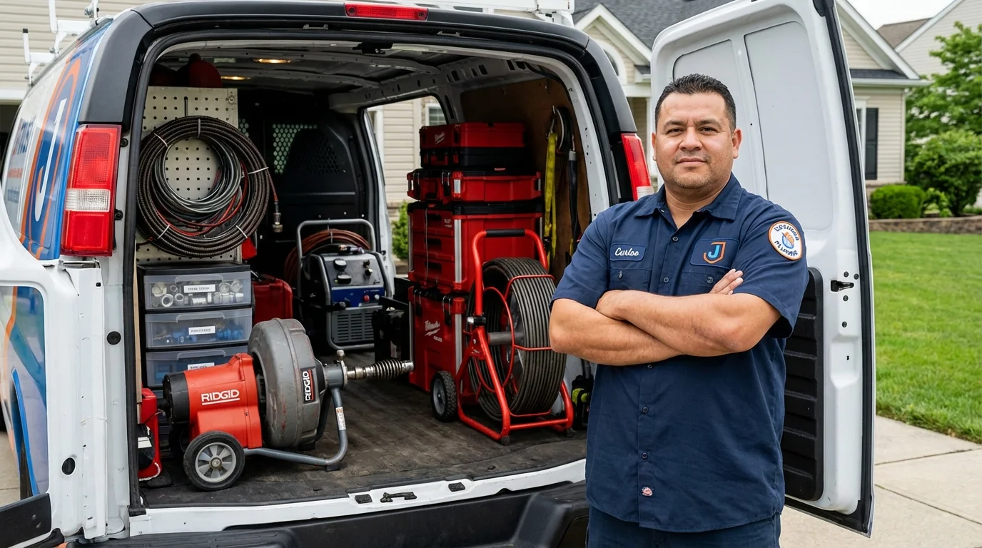 Professional drain cleaning equipment and Johns Plumbing LLC plumber in Yale