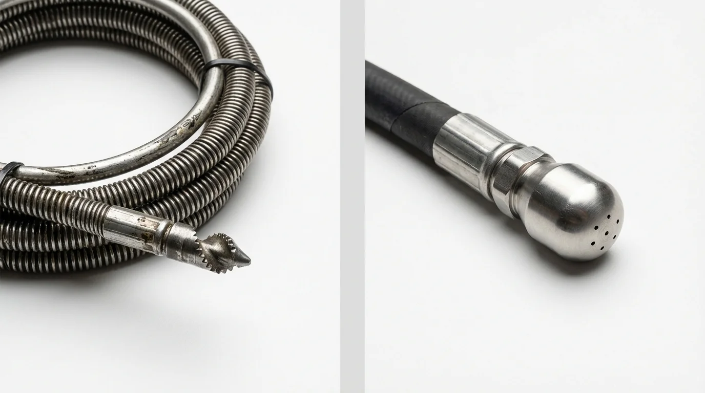 Drain snake cable and hydro jetting nozzle used for drain cleaning in Yale, MI